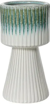 Decoris bloempot rond keramiek 15x29cm wit
