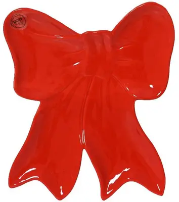 Decoris bord keramiek strik 30x27x3.5cm rood 