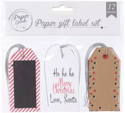 Decoris cadeaulabel papier multi 12 stuks