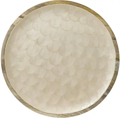 Decoris decoratiebord mangohout decobord 37.5x2cm crème, bruin - afbeelding 3