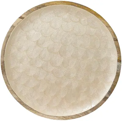 Decoris decoratiebord mangohout decobord 37.5x2cm crème, bruin - afbeelding 2