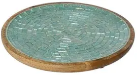 Decoris decoratiebord mangohout rond 30x2cm blauw, bruin - afbeelding 1