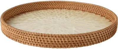Decoris decoratiebord rotan rond 38x4cm ecru
