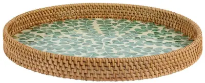 Decoris decoratiebord rotan rond 38x4cm groen - afbeelding 1