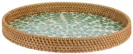 Decoris decoratiebord rotan rond 38x4cm groen - afbeelding 1