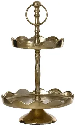 Decoris etagere aluminium 2-laags 20x35cm goud 