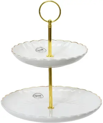 Decoris etagere porselein rond 20x23cm wit 