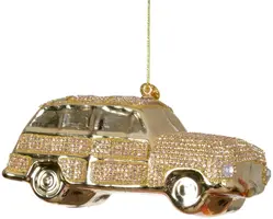 Decoris glazen kerst ornament auto 14cm goud kopen?