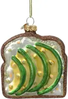 Decoris glazen kerst ornament avocado op toast 8.5cm groen, bruin kopen?