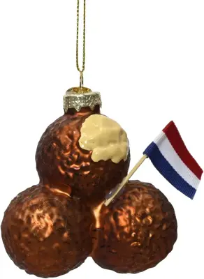 Decoris glazen kerst ornament bitterballen 10cm bruin