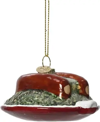 Decoris glazen kerst ornament boerenkool met worst 11cm multi