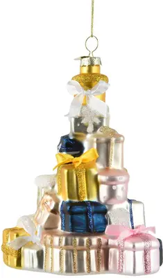 Decoris glazen kerst ornament cadeautjes 15cm multi