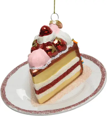 Decoris glazen kerst ornament cake 12.5cm multi