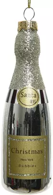 Decoris glazen kerst ornament champagne 12.5cm goud 
