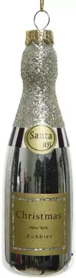 Decoris glazen kerst ornament champagne 12.5cm goud
