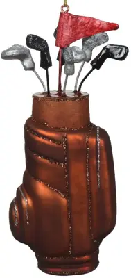 Decoris glazen kerst ornament golftas 4cm bruin