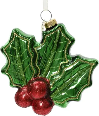 Decoris glazen kerst ornament hulst 9cm groen 