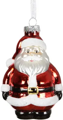 Decoris glazen kerst ornament kerstman 11.5cm rood, wit