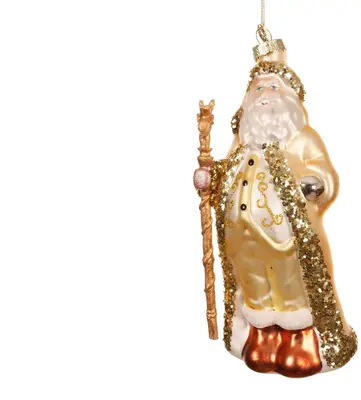 Decoris glazen kerst ornament kerstman 18cm goud