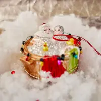 Decoris glazen kerst ornament kerstman en kerstvrouw in bubbelbad 7cm multi - afbeelding 2