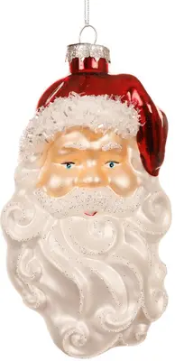 Decoris glazen kerst ornament kerstman hoofd 14cm rood, wit