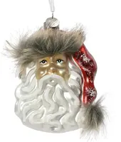 Decoris glazen kerst ornament kerstman hoofd 9cm rood, wit  kopen?