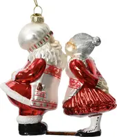 Decoris glazen kerst ornament kerstman & kerstvrouw 12.5cm rood, wit  kopen?