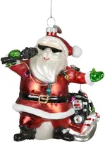 Decoris glazen kerst ornament kerstman zingend 12cm rood, wit kopen?