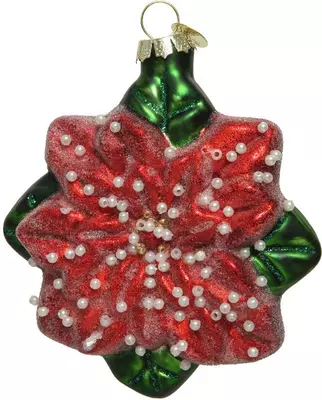 Decoris glazen kerst ornament kerstster 11cm rood, groen 