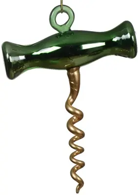 Decoris glazen kerst ornament kurkentrekker 14cm groen