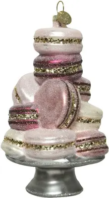 Decoris glazen kerst ornament macarons 14cm multi