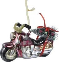 Decoris glazen kerst ornament motor kerst 7cm rood kopen?