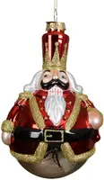 Decoris glazen kerst ornament notenkraker 15cm rood, goud kopen?