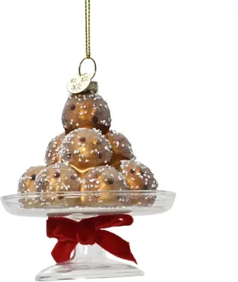 Decoris glazen kerst ornament oliebollen 10cm multi