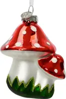 Decoris glazen kerst ornament paddenstoel 7.5cm rood, wit kopen?