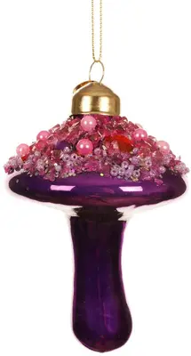 Decoris glazen kerst ornament paddenstoel 9.5cm vijg