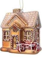 Decoris glazen kerst ornament peperkoek huis 10cm goud