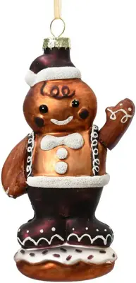 Decoris glazen kerst ornament peperkoek man 13cm bruin