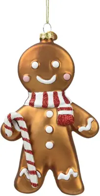 Decoris glazen kerst ornament peperkoek man 16cm bruin