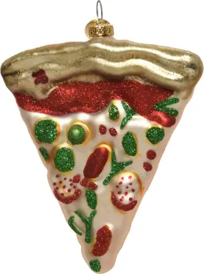 Decoris glazen kerst ornament pizza 10cm multi