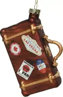 Decoris glazen kerst ornament reiskoffer 12cm bruin