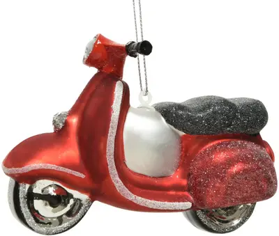 Decoris glazen kerst ornament scooter 11.5cm rood