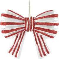 Decoris glazen kerst ornament strik 13cm wit, rood kopen?