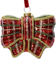 Decoris glazen kerst ornament strik 8cm rood