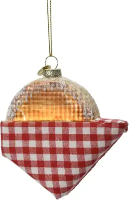 Decoris glazen kerst ornament stroopwafel 10cm multi