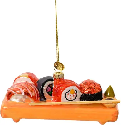 Decoris glazen kerst ornament sushi 12cm multi