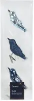 Decoris glazen kerst ornament vogel 3.5cm blauw 3 stuks - afbeelding 1