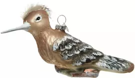 Decoris glazen kerst ornament vogel hop 14cm bruin 
