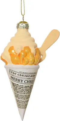 Decoris glazen kerst ornament zak patat met mayo 11.5cm multi