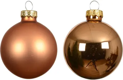 Decoris glazen kerstbal 3.5cm brandy 16 stuks - afbeelding 2